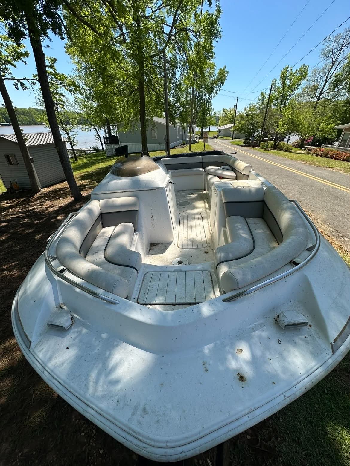 Deck boat interior and seating after a marine detail